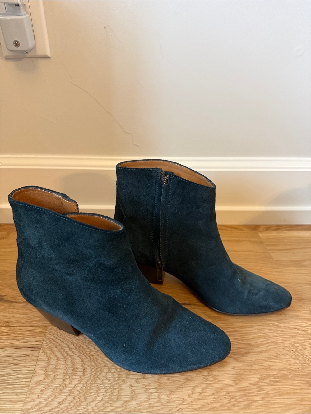 Isabel Marant Dark Teal Suede Ankle Booties